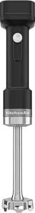Kitchenaid Mixeur plongeant sans fil - Go Cordless - Mixeur portable avec Bol mélangeur de 1L - Fouet et haichoir inclus - Lame inox - Puissant - Protecteur antirayure - Avec batterie - Noir