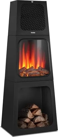 tectake® Cheminée électrique sur Pied, 45 x 35 x 120 cm, 2 Niveaux de Chauffage 900 et 1800W, Cheminee Electrique Effet Flamme, Contrôle par Thermostat, Cheminée Electrique Poele Electrique Chauffage
