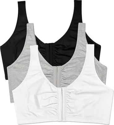 Fruit of The Loom Lot de 3 Soutiens-Gorge de Sport pour Femme, Noir/Blanc/Gris chiné, Lot de 3, 50