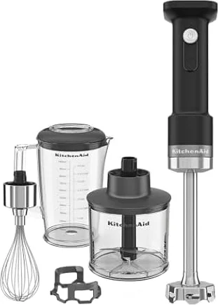 Kitchenaid Mixeur plongeant sans fil - Go Cordless - Mixeur plongeant portable avec récipient mélangeur de 700 ml - Blender puissant - Protecteur antirayure - Sans batterie - Noir