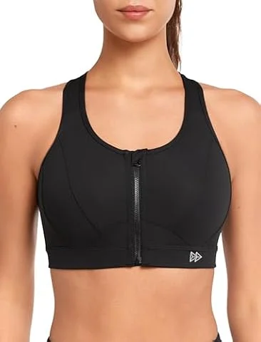 Yvette Soutien-Gorge de Sport Zippée Devant Dos Nageur avec Coussinets Soutien Élevé sous-vêtements de Sport Femme