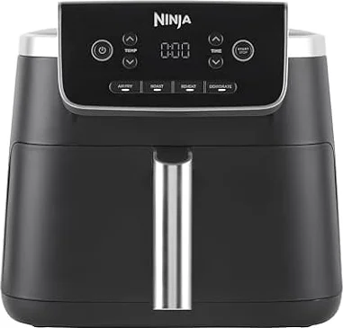 Ninja Air Fryer PRO Friteuse 4,7L, 1 tiroir, 4-en-1, sans huile, rôtir, réchauffer, déshydrater, cuire 1 à 2 portions, à partir de produits surgelés, tiroir, panier antiadhésifs, 2 000 W, Noir AF140EU