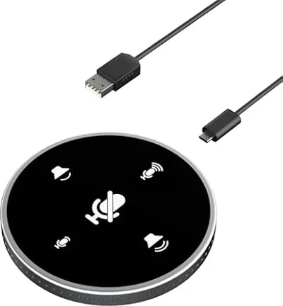HUIOP Microphone d'ordinateur,Ordinateur de Bureau USB Haut-Parleur de conférence Microphone Haut-Parleur intégré Ordinateur PC omnidirectionnel 360 ° Micro à condensateur avec Fonction de Mise en