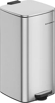 SONGMICS Poubelle de Cuisine à Pédale, 30 L, en Acier Inoxydable