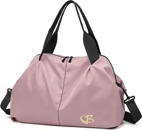 Vllcsla Sac de Sport Femme Petit, Poche Humide, 45x27x20 cm, Imperméable Sac à Bandoulière de Sport/Voyage, Sacs de Week-End à Main, Sacs de Voyage Femme Piscine, Léger, Doux (Rose foncé)