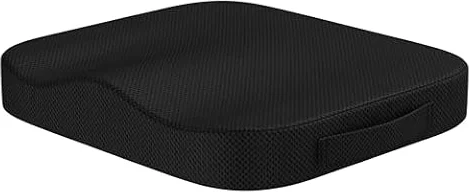 bonmedico Coussin Chaise Bureau et Voiture - Coussin Ergonomique et Orthopédique en Mousse à Mémoire de Forme - Dureté Moyenne (Densité 45 kg/m³) - Noir 41cm x 41cm x 5cm