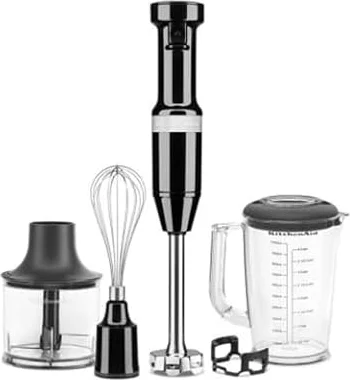 KitchenAid Mixeur Plongeant Classic, Vitesse Variable 8250–11600 RPM, Mélange, Mixe, Émulsionne & Écrase, Bras Amovible, Pichet 700ml Sans BPA, Onyx Black