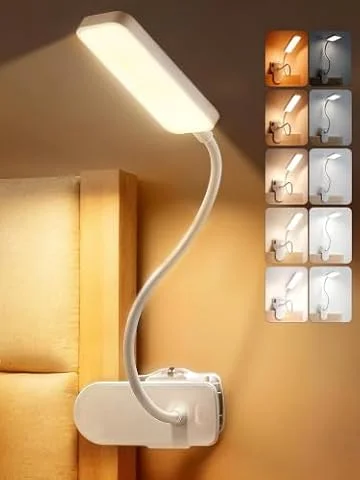 ReinHoo Lampe de Lecture à Pince,9 Luminosité+5 Couleurs Lampe de Bureau