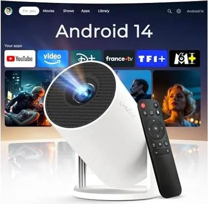 Vidéoprojecteur Compatible 4K Android 14 Mini Video Projecteur Contrôle App