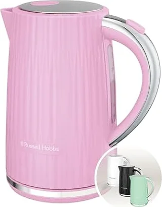 Russell Hobbs Bouilloire électrique (Eau chaude, thé, café, 1,7 L, couvercle à ouverture par pression, bec verseur parfait, filtre amovible et lavable, voyant lumineux, framboise, 2400W) Eden 27362-70