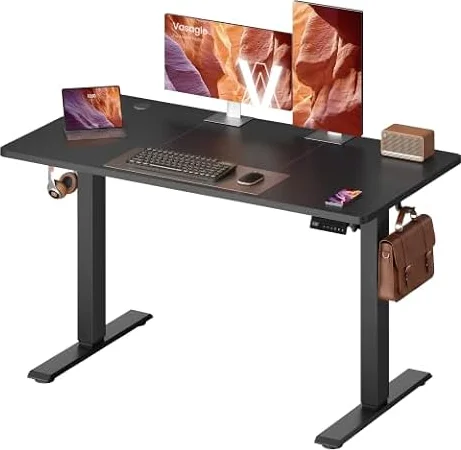VASAGLE Bureau Électrique Réglable en Hauteur, Assis-Debout, 120 x 60 cm
