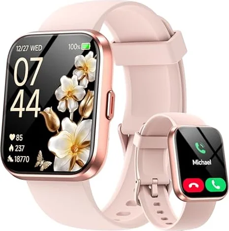 Montre Connectée Femme pour Samsung,iPhone,Android,1.8" HD Smartwatch avec Appel Bluetooth,Voix de l'IA,Alexa intégrée,Smart Watch Moniteur de SpO2,Sommeil,Podometre,Calories, IP68 Montre Intelligente