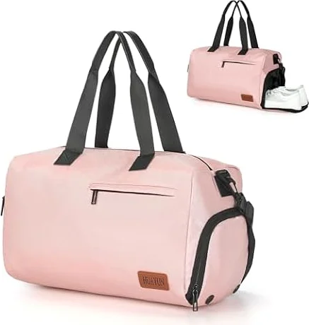 Romon Sac de Sport 22L Rose avec Compartiment Chaussures, Imperméable Sac Voyage Multifonctionnel, Bandoulière Réglable Ou À Main, pour Gym Et Weekend