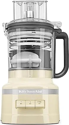 KitchenAid Robot de Cuisine 3.1L, Trancheur ExactSlice Réglable, Kit Découpe en Dés, 7 Accessoires, 3 Vitesses & Pulse, Bol Compatible Réfrigérateur, Snap & Go, Almond Cream