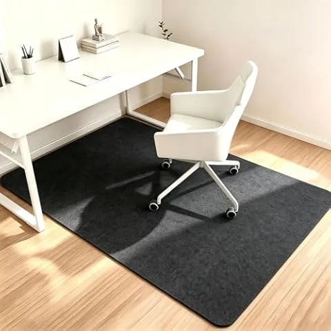 Chaise de Bureau Tapis 140x90cm, Gris Foncé, Antidérapant, Protection Sol en Tissu pour Plancher de Bois ou Carrelage