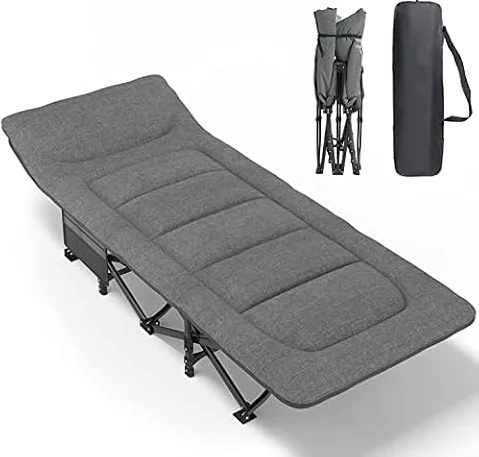 ATORPOK SHOP Lit de Camping Pliable Robuste pour Adultes,Charge Jusqu'à 200 kg, pour l'extérieur, Le Camping, Les Voyages, la Maison, etc (Grise)