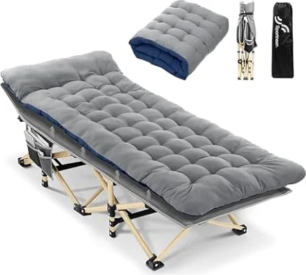 lit de Camp avec Matelas pour Adultes, 71/81cm lit de Camp Pliable 1 Personne Charge Jusqu'à 204 Kg pour Camping, Les Voyages, la Maison, Jardin