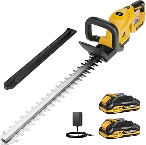 BITOON 58cm Taille-haie à Batterie sans Fil avec 2 Batteries, Taille-haie Portable avec Poignée Rotative, Indicateur de Batterie, Léger et Compact