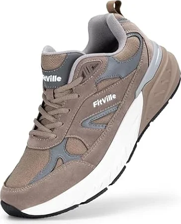 FitVille Chaussures Sport Homme Pied Large Baskets Running Antidérapant Respirant Course Jogging Marche Brun 43 EU Large