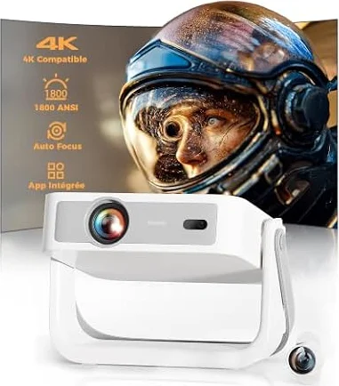 Videoprojecteur-4K【App Intégrée/Autofocus/1800 ANSI】 Jimveo Retroprojecteur