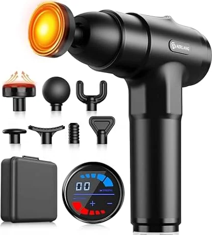 Pistolet de Massage,AERLANG Pistolet de Massage avec Chaleur,Masser les muscles,Silencieux Masseur dos et cervicales avec 20 Niveaux Réglables,Charge de Type-C, Cadeau Anniversaire Femme&Homme