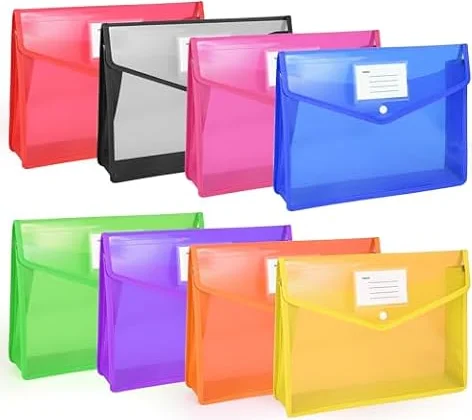 Diealles Shine Lot de 8 Pochettes A4, Chemise Plastique Avec Rabat, Document pour Fournitures Bureaux Voyage