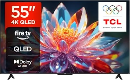 TCL 55T6C 55” QLED 4K HDR TV, Fire TV (Téléviseur Intelligent avec Dolby Vision et Atmos, HDR10+, Appuyez et Demandez à Alexa)