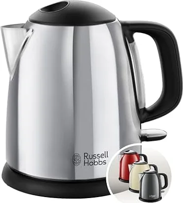 Russell Hobbs Bouilloire Electrique [Compacte] Victory (1 L, 2400W, Design Acier Brillant, Ebullition Rapide, Niveau d'eau Visible, Marqueurs 1/2/3 tasses, Filtre Anticalcaire amovible) 24990-70