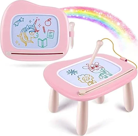 Smasiagon Jouet Bebe 1 an Filles, Ardoise Magique Grande avec Pieds, Tableau de Dessin Magnétique Effaçable, Cadeau d'anniversaire de Noël pour 1 2 3 Ans Enfants (Rose Clair)
