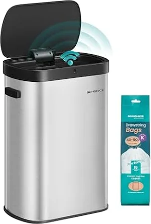 SONGMICS Poubelle de Cuisine Automatique, 50 L, Acier inoxydable