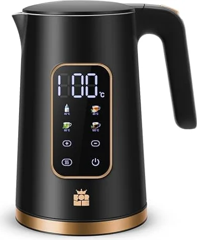 ForMe Bouilloire Electrique Inox 1,7L Contrôle de Température Réglable 40-100°C I LED Affichage de la Température I Fonction de Maintien au Chaud I Protection Anti-ébullition I Théière Sans BPA