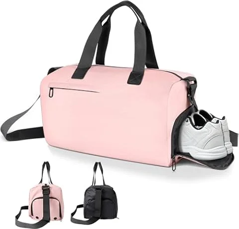 Romon Sac de Sport, Sac Voyage avec Compartiment Chaussures Grande Sac de Sport Sacs de Voyage Waterproof Multiuse Sac à BandoulièRe ou Fourre-Tout Homme & Femme pour Gym, Fitness, Duffel Bag, Rose