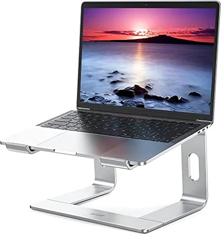 BESIGN LS03S Support Ordinateur Portable, Support Ergonomique pour Laptop, Support Aluminium pour Ordinateur Portable Compatible avec 10 à 15,6 Pouce, Métal Argent