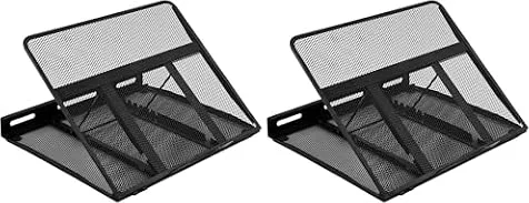 Amazon Basics Support d'ordinateur Portable réglable Ergonomique et ventilé jusqu'à 17.3 Pouces, 33 x 28.7 x 18.5 cm, Noir (Lot de 2)