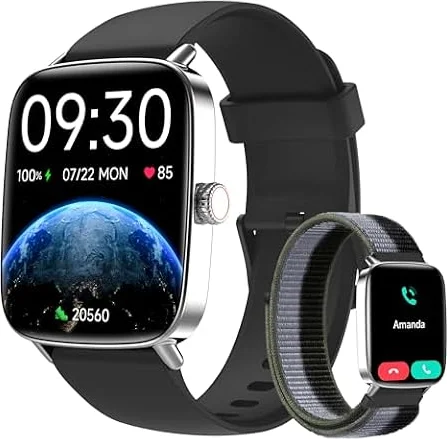 Montre Connectée Homme Femme pour Samsung, iPhone, Android, 1.85" Smartwatch avec Appel Bluetooth, Voix de l'IA, Moniteur de Fréquence Cardiaque/Sommeil, IP68 Étanche, 120+ Modes Sport, Podometre