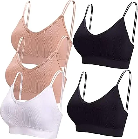 BQTQ 5 Pièces Soutien-Gorge Camisole Bralette pour Femme,M(Beige, Noir)