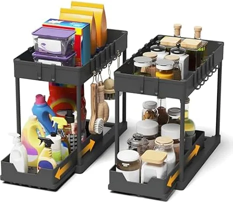 Meltrck - Lot de 2 Rangement sous Évier - Organisateur sous Evier Tiroir Coulissant à Extraction - Rangement Et Organisation De Cuisine