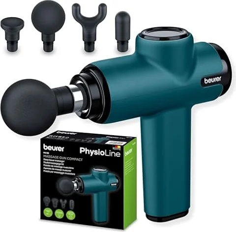 Beurer MG 99 pistolet de massage maniable avec 4 accessoires, massage puissant des points de déclenchement, relâchement des tensions, appareil de massage musculaire compact avec 5 niveaux d'intensité