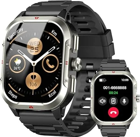 Jugeman Montre Connectée Homme GPS, 2.06" HD Militaire Smart Watch, Noir
