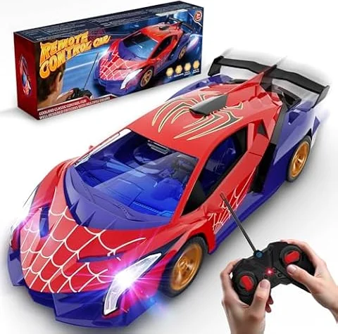 Voiture Télécommandée avec Yeux Araignée Lumineux & Design Toile, Voiture RC Drift Car 1/18, Jouet Cadeau Garçon 3 4 5 6 7 8 9 10 11 12 Ans, Cadeau Anniversaire Jeux Jouet Enfant 3-12 Ans Garçon Fille