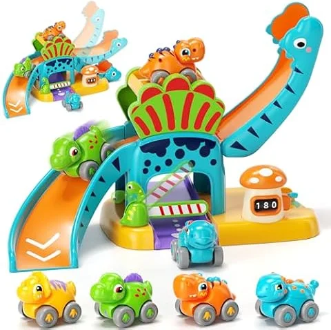 Lehoo Castle Jouet de Voitures Dinosaures pour 1-3 Ans, Cadeau pour Enfant