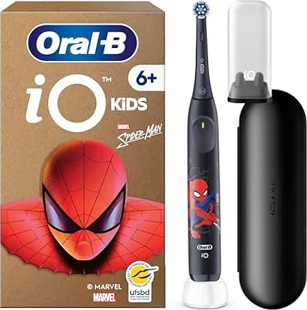 Oral-B Brosse à Dents Electrique iO Kids, Brossette, Spider-Man, Noire
