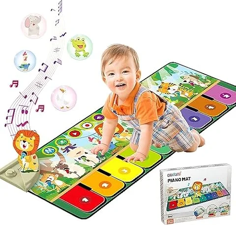 Rodzon Tapis Piano Musical avec 10 Animaux,Jouet Bebe 1 an,Cadeau Bebe et Jouet Enfant 2 Ans,Noël Garçons Filles 1 2 3 Ans