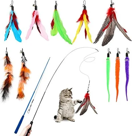 Hianjoo Jouet à Plumes pour Chats 12 PCS, Jouets Interactifs pour Chats
