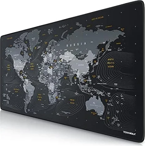 CSL Tapis de souris XXL Speed Gaming Titanwolf - Carte du monde - 900 x 400 mm - XXL - Grande taille - Améliore la précision et la vitesse