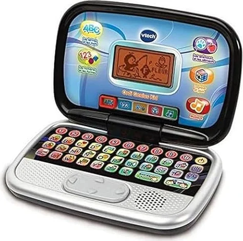 VTech - Ordi Genius Kid Noir, Ordinateur Enfant avec Écran Rétroéclairé, 20 Activités et Jeux Évolutifs, Jouet Éducatif, Cadeau Enfant de 3 Ans à 7 Ans - Contenu en Français