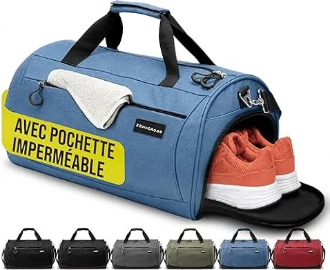 Zenacross Sac de Sport Femme/Homme avec Compartiments Chaussures - Sac Sport Homme idéal pour Gym, Fitness, Voyage (Bleu, 30 l)