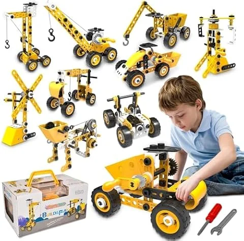 HOMETTER Jeu de Construction, Cadeau de Noël Blocs de Construction pour garçons, Jouet éducatif STEM pour Enfants Âge 3 4 5 6 7+