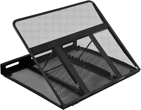 Amazon Basics Support Ergonomique Ventilé, Réglable sur 7 niveaux, Maille en Acier Pour le Refroidissement, Visionnage et la Saisie Légère, Compatible avec Ordinateurs 25,4cm -43,9cm, Noir