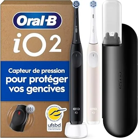 Oral-B Brosses à Dents Electriques iO 2 Duo, 2 Brossettes, Noire et Rose